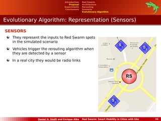 Red Swarm 
Architecture 
Rerouting 
Scenario 
Evolutionary Algorithm 
Introduction 
Proposal 
Experiments 
Conclusions 
Ev...