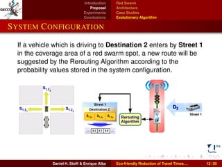 Introduction 
Proposal 
Experiments 
Conclusions 
Red Swarm 
Architecture 
Case Studies 
Evolutionary Algorithm 
SYSTEM CO...