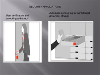 SECURITY APPLICATIONS
User verification and
unlocking with touch

Automatic access log for confidential
document storage

 