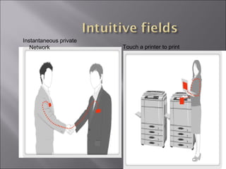 Instantaneous private
Network

Touch a printer to print

 