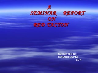 A   SEMINAR  REPORT   ON   RED TACTON SUBMITTED BY:  SORABH GUPTA  EC-1 