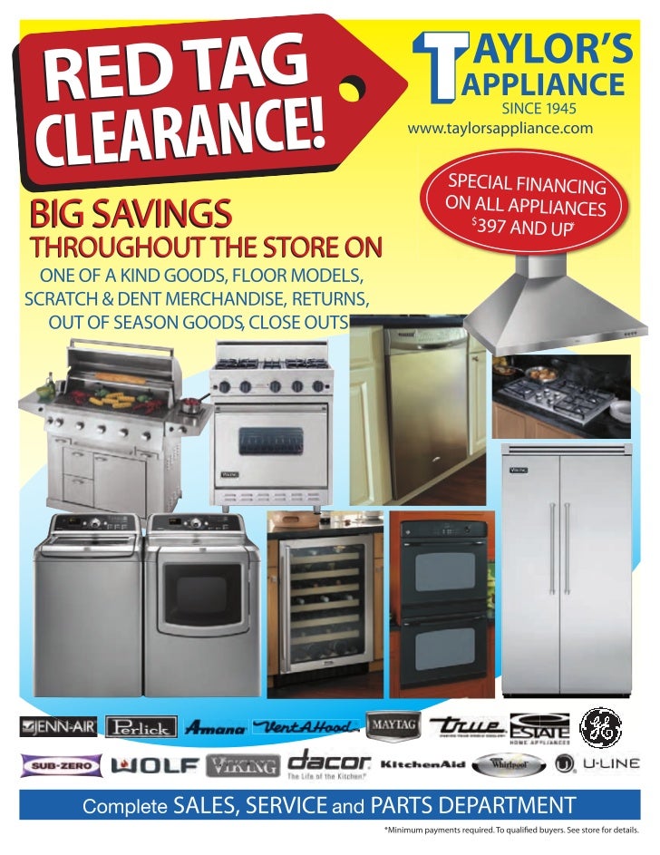 Taylor's Appliance Red tag flyer2012
