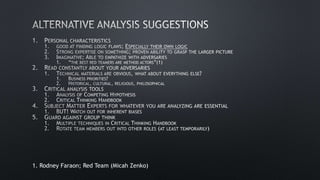 1. Rodney Faraon; Red Team (Micah Zenko)
 