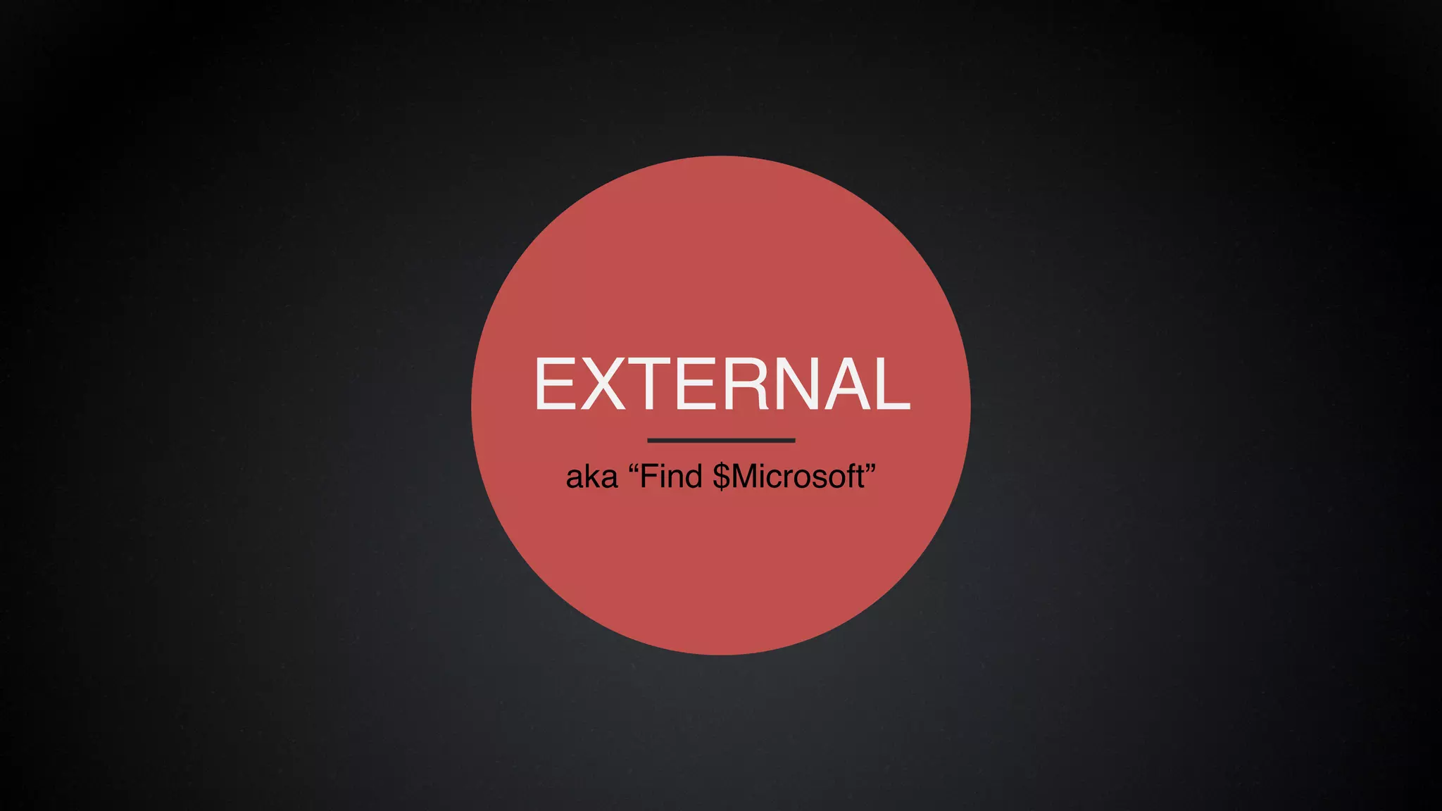 EXTERNAL
aka “Find $Microsoft”
 