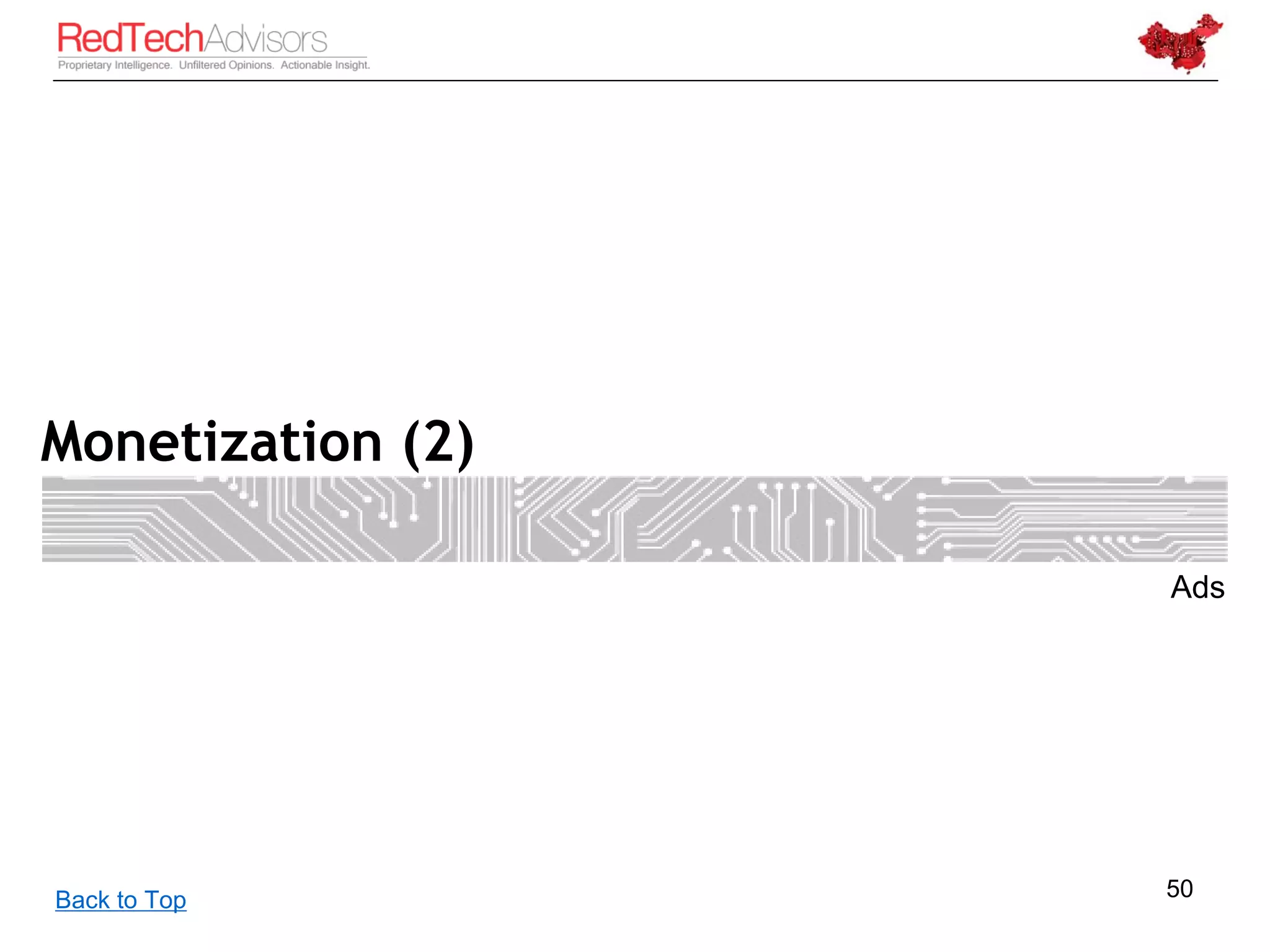 Monetization (2)

                   Ads




Back to Top        50
 