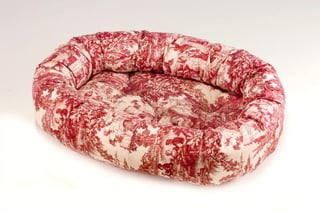 Red toile cotton donut bed 