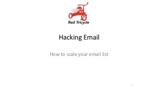 Hacking 
Email 
How 
to 
scale 
your 
email 
list 
1 
 