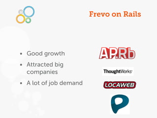 Frevo on Rails




• Good growth
• Attracted big
  companies
• A lot of job demand
 