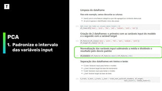 PCA
1. Padronize o intervalo
das variáveis input
 