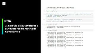 PCA
3. Calcule os autovalores e
autovetores da Matriz de
Covariância
 