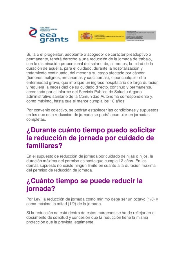 Reducción de jornada por cuidado de familiares