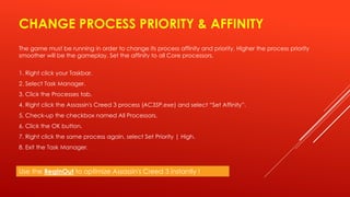Setting Process Affinity Reduce Assassin's Creed 3 Lag | PPTX