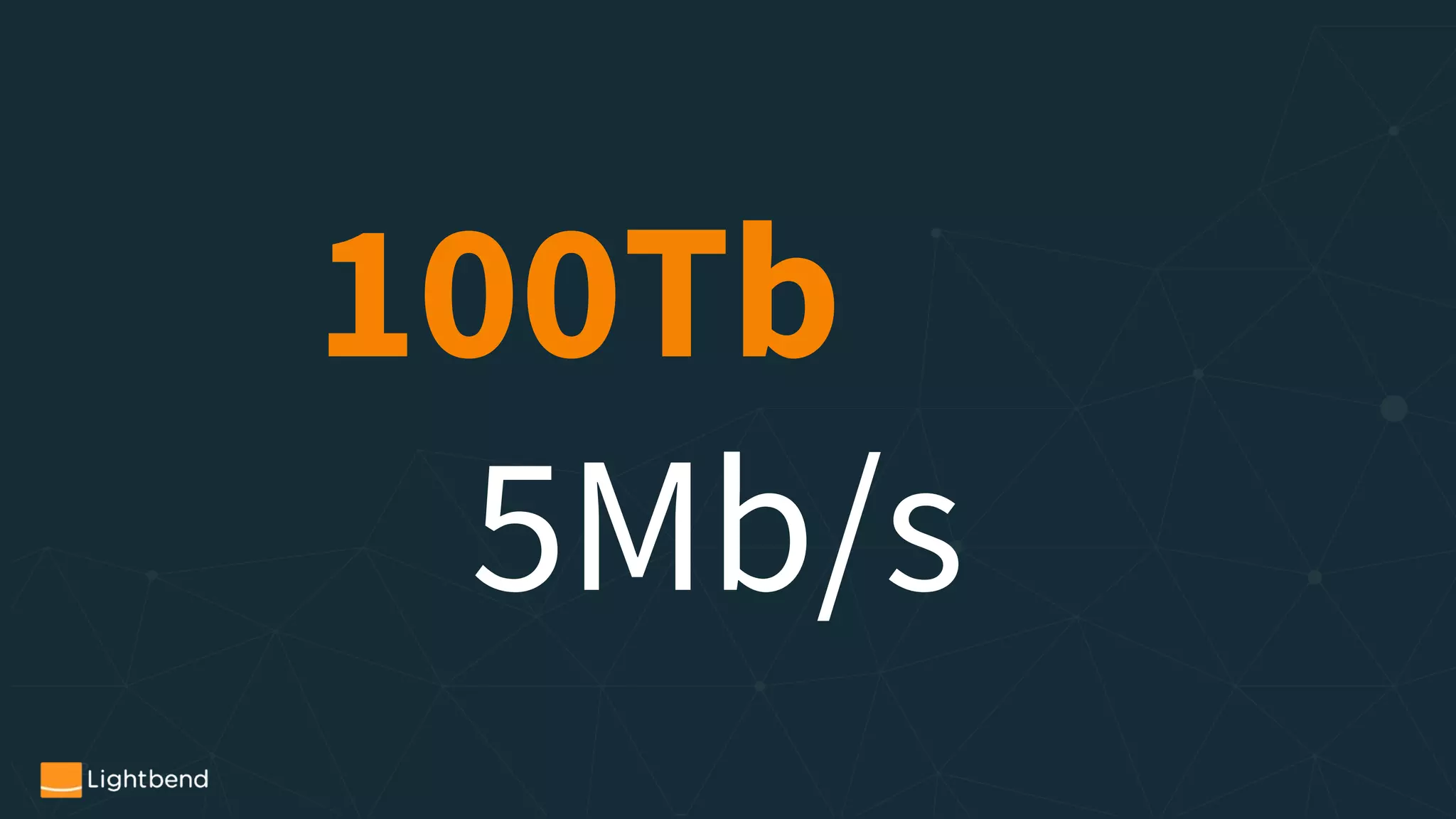100Tb
5Mb/s
 