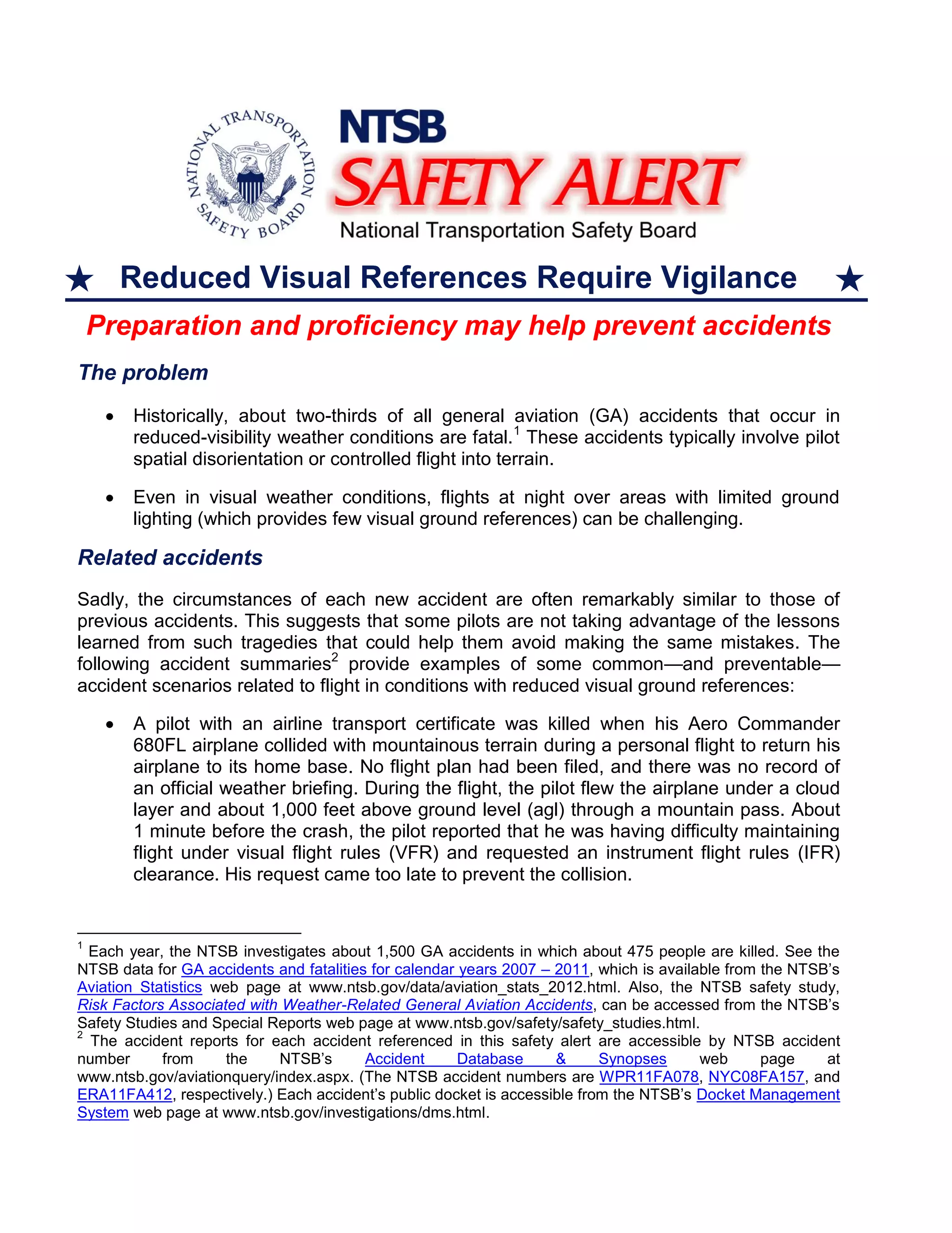 Reduced Visual Reference Requires Viligance | PDF