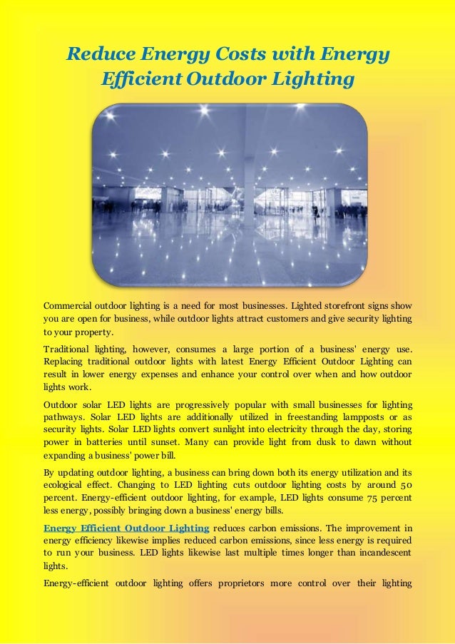Reduce Energy Costs With Efficient Outdoor Lighting Redilight