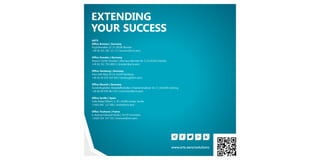 EXTENDING
YOUR SUCCESS
ARTS
Office Bremen | Germany
Flughafenallee 22 | D-28199 Bremen
+49 (0) 421 365 111 17 | bremen@arts.aero
Office Dresden | Germany
Airport Center Dresden | Hermann-Reichelt-Str. 3 | D-01109 Dresden
+49 (0) 351 795 808 0 | dresden@arts.aero
Office Hamburg | Germany
Hein-Saß-Weg 19 | D-21129 Hamburg
+49 (0) 40 554 354 950 | hamburg@arts.aero
Office Munich | Germany
Sonderflughafen Oberpfaffenhofen | Friedrichshafener Str. 3 | D-82205 Gilching
+49 (0) 89 978 962 115 | muenchen@arts.aero
Office Seville | Spain
Calle Rafael Alberti, 4, 3E | 41900 Camas, Sevilla
+34(0) 692 127 006 | sevilla@arts.aero
Office Toulouse | France
6, Avenue Edouard Serres | 31770 Colomiers
+33(0) 534 527 511 | toulouse@arts.aero
www.arts.aero/solutions
 