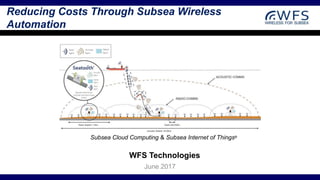 Reducing Costs Through Subsea Wireless
Automation
June 2017
WFS Technologies
Subsea Cloud Computing & Subsea Internet of Things®
 