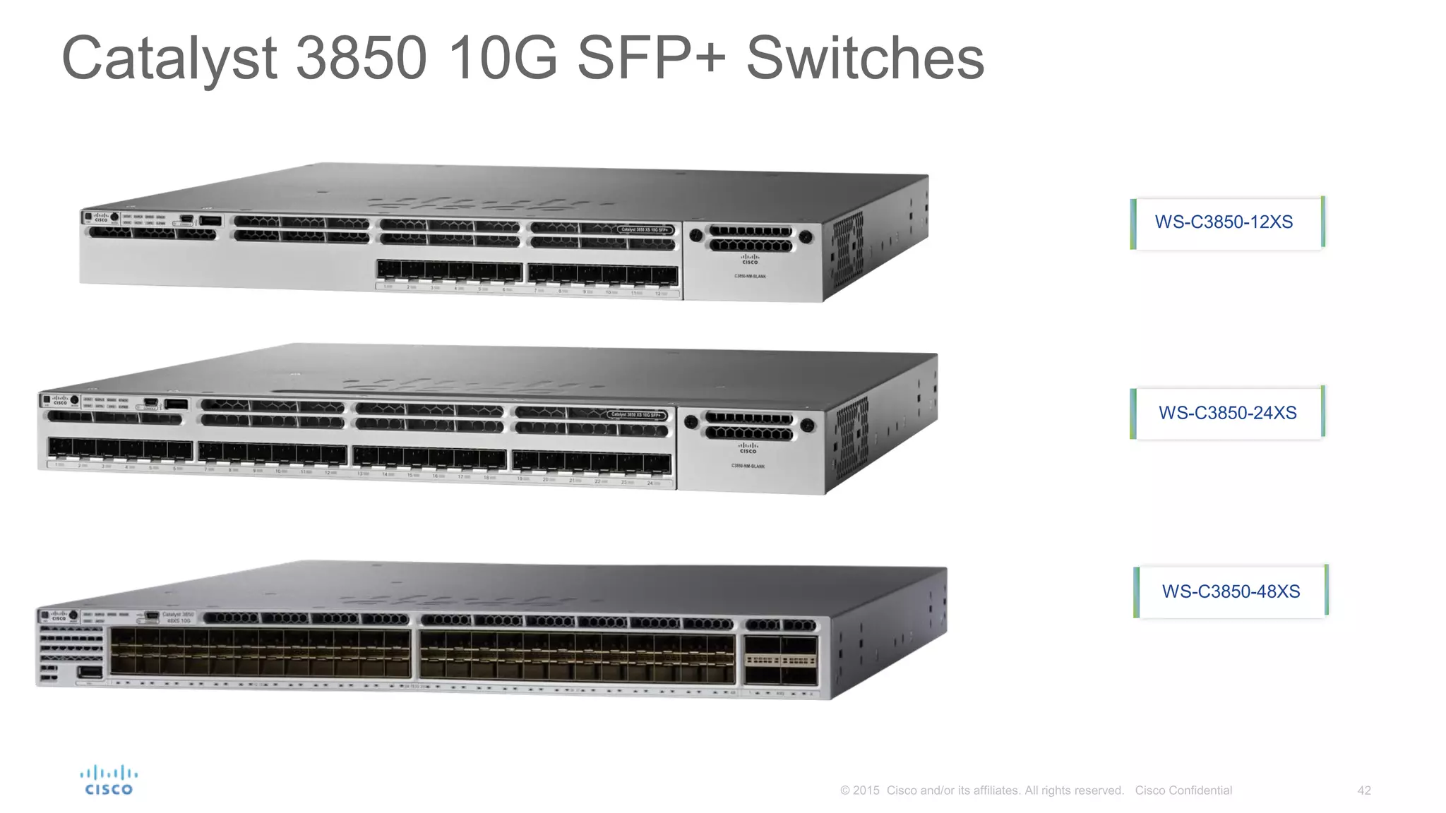Catalyst 3850 10G SFP+ Switches
WS-C3850-24XS
WS-C3850-12XS
WS-C3850-48XS
 