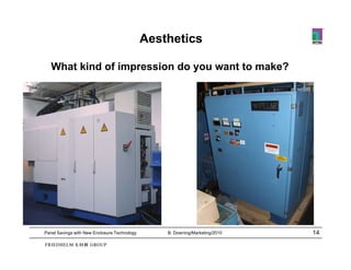 7. Aesthetics…Aesthetics

   What kind of impression do you want to make?




Panel Savings with New Enclosure Technology   B. Downing/Marketing/2010   14
 