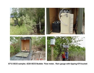 6712 ISCO sampler, 4230 ISCO Bubble Flow meter, Rain gauge with tipping 674 bucket
 