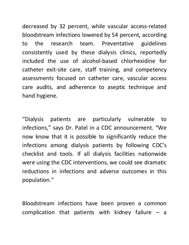Reducing Rates of Dialysis Blood Infections through CDC Protocols