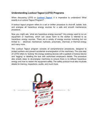 Reducing Workplace Accidents_ The Role of a Lockout Tagout Program | PDF