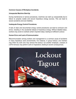 Reducing Workplace Accidents_ The Role of a Lockout Tagout Program | PDF