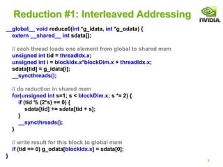 Optimizing Parallel Reduction in CUDA : NOTES | PDF