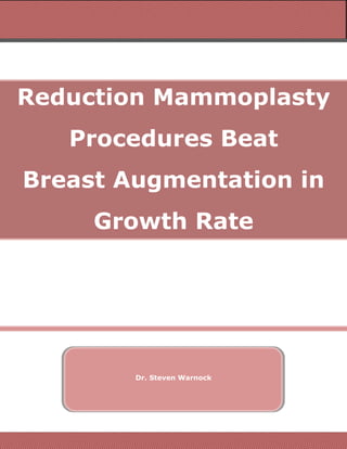 Reduction Mammoplasty
Procedures Beat
Breast Augmentation in
Growth Rate
Dr. Steven Warnock
 