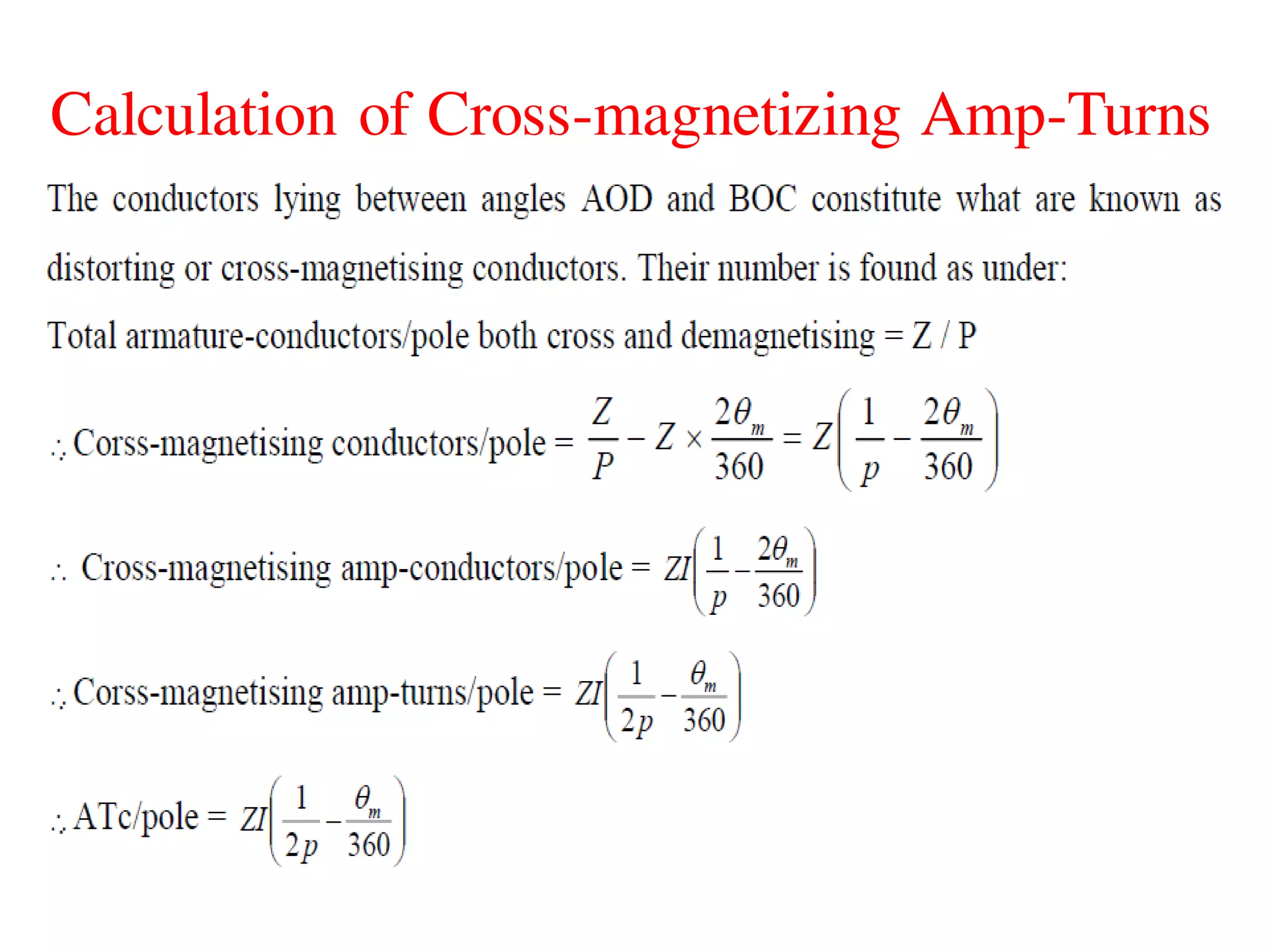 Calculation of Cross-magnetizing Amp-Turns
 