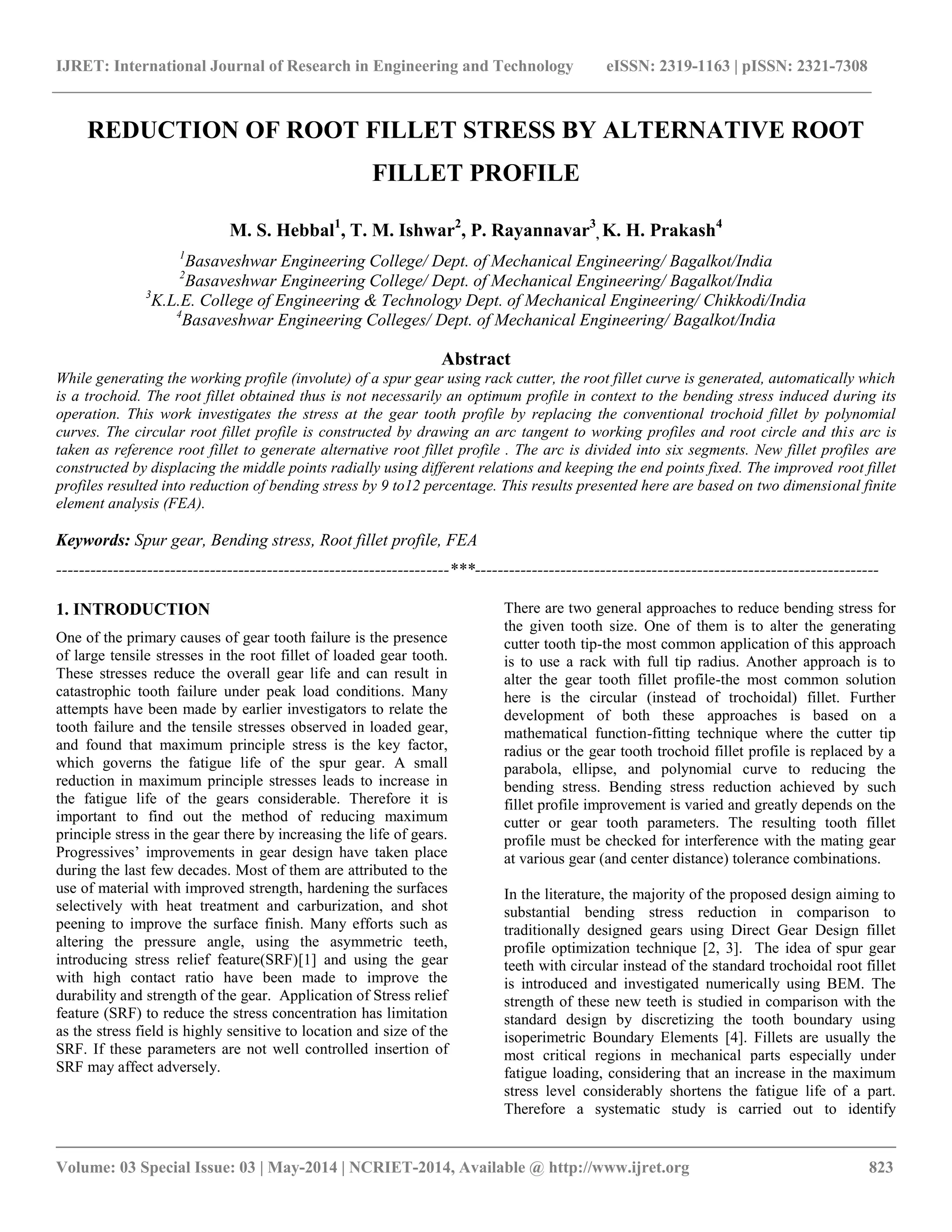 Reduction of root fillet stress by alternative root fillet profile | PDF