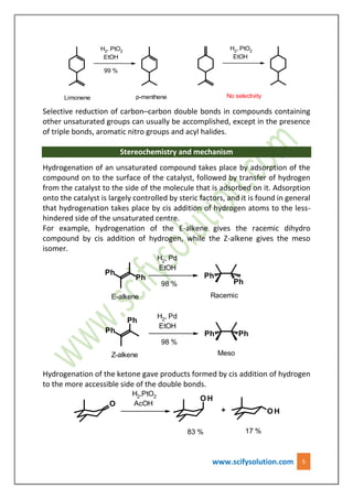 Reduction using catalytic hydrogenation | PDF