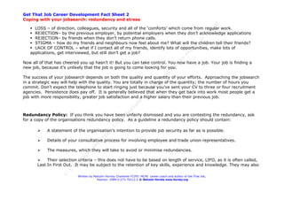 Job Hunt - Redundancy & Stress 