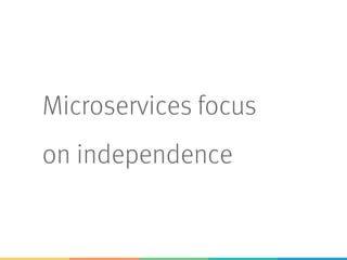 Microservices focus
on independence
 