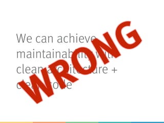 We can achieve
maintainability with
clean architecture +
clean code
 