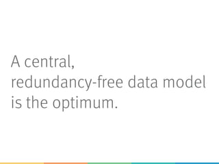 A central,
redundancy-free data model
is the optimum.
 
