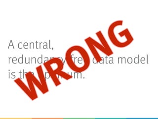A central,
redundancy-free data model
is the optimum.
 