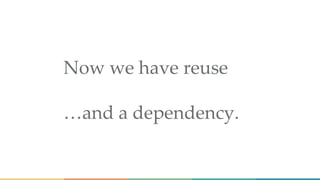 Now we have reuse
…and a dependency.
 