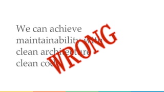 We can achieve
maintainability with
clean architecture +
clean code
 