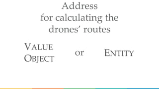Address
for calculating the
drones’ routes
VALUE
OBJECT
ENTITYor
 