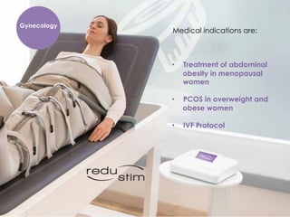 Medical indications are:
•  Treatment of abdominal
obesity in menopausal
women
•  PCOS in overweight and
obese women
•  IVF Protocol
Gynecology
 