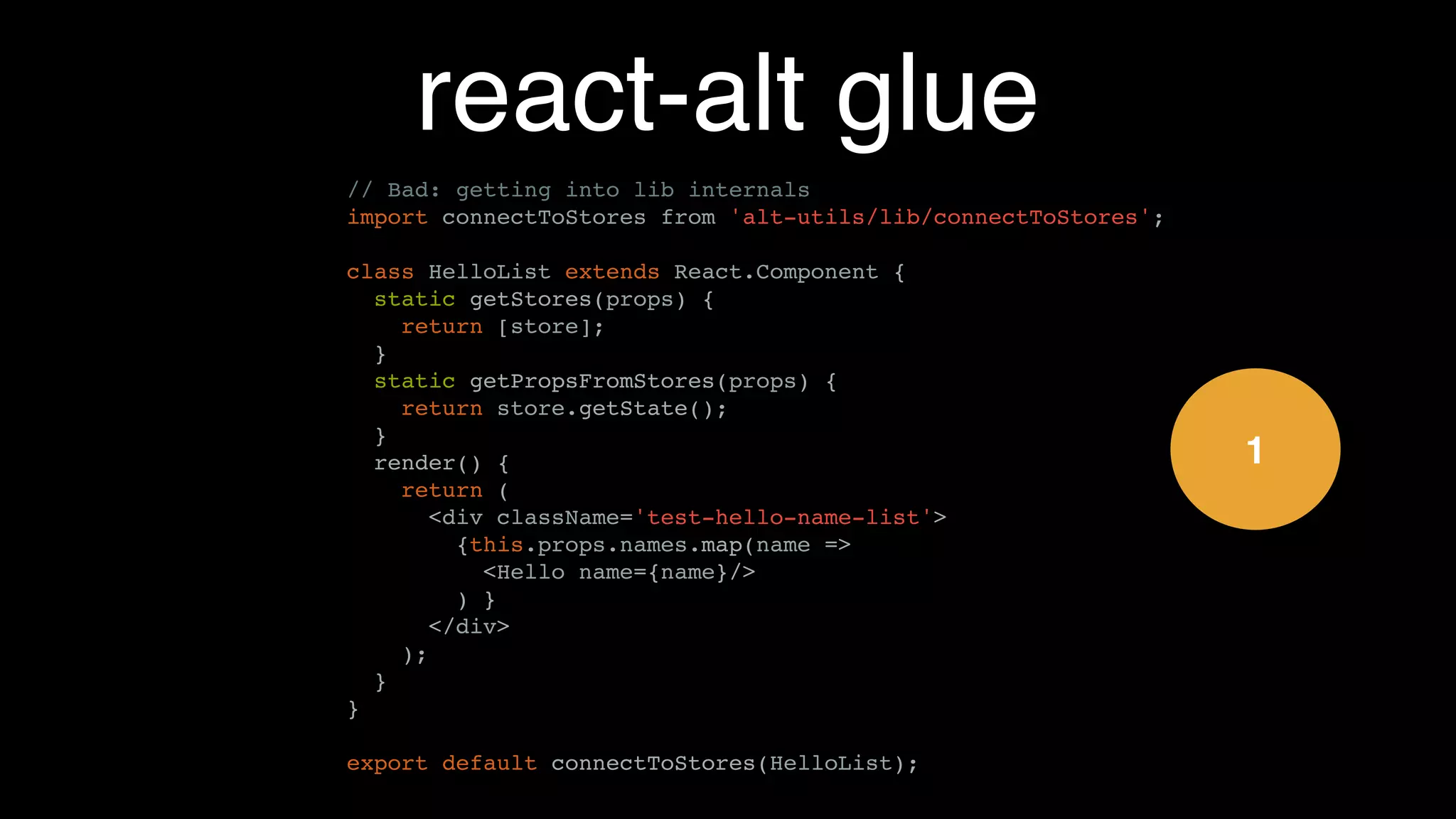 reducers - code
const shouldGreet = name => {
return name !== 'Stranger';
};
const namesReducer = (state = { names: [] }, action) => {
if (action.type === 'GREET' && shouldGreet(action.payload.name)) {
return { names: [...state.names, action.payload.name] };
}
return state;
};
export default namesReducer;
 