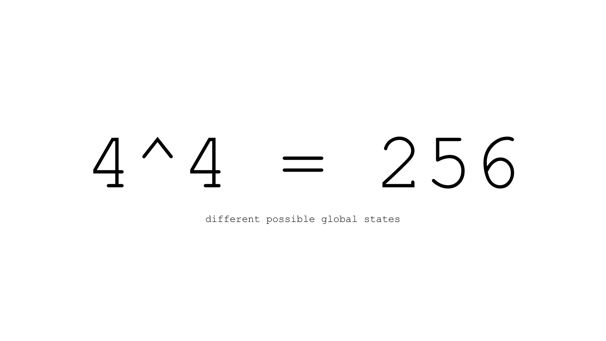 4^4 = 256different possible global states
 