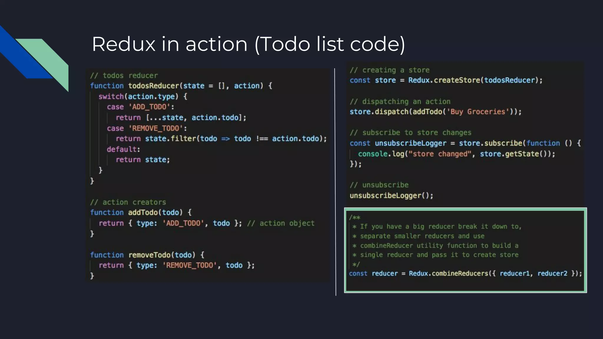 Redux in action (Todo list code)
 