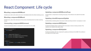 React.Component: Life cycle
 