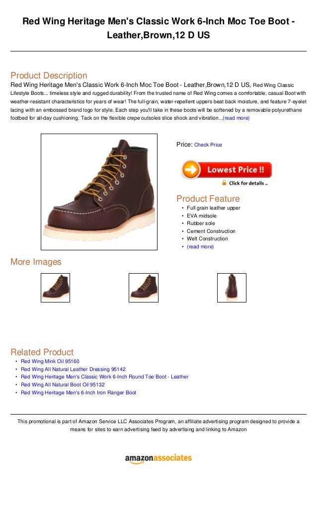 men's red wing 6 inch moc toe boot