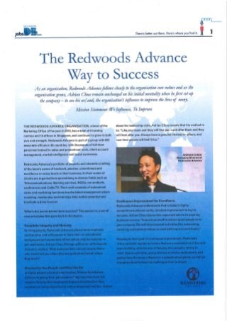 Redwoods Advance way to Success | jobsDB Singapore report