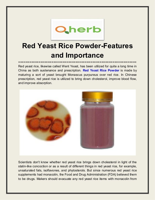 Red Yeast Rice PowderFeatures and Importance