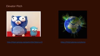 Elevator Pitch
http://http2.golang.org/gophertiles?latency=0 https://http2.akamai.com/demo
 