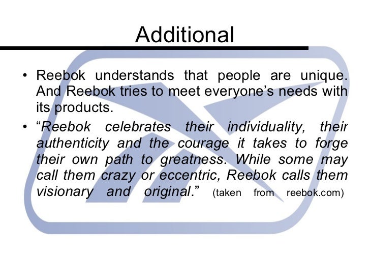 reebok mission and vision statement